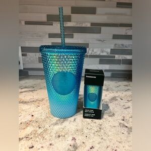 2023 Starbucks Gradient Blue Ombre Cold Cup, Grande 16oz and Keychain
